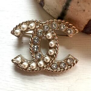 Chanel Pearl and Rhinestone Brooch